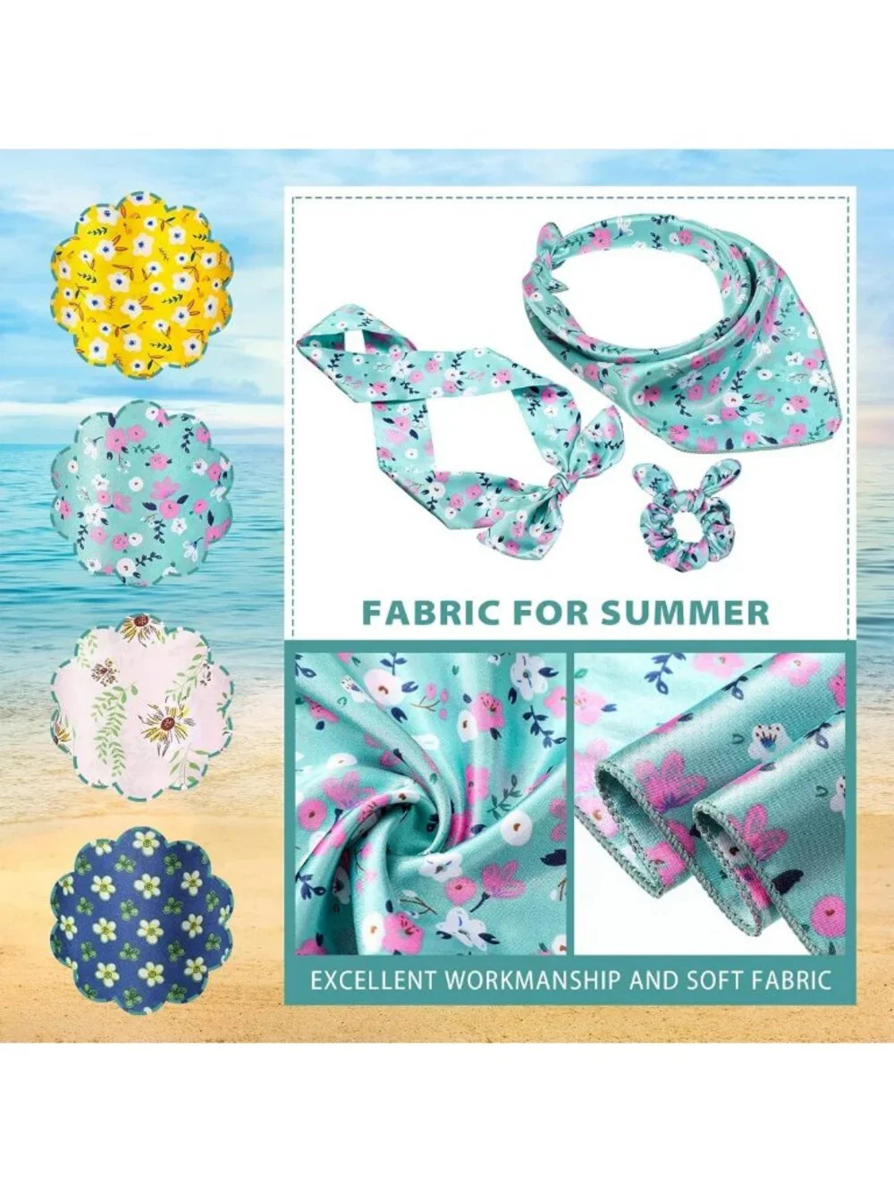 12 Pack Floral Dog Bandanas & Scrunchie Set - Matching Pet & Owner Outfits Gift